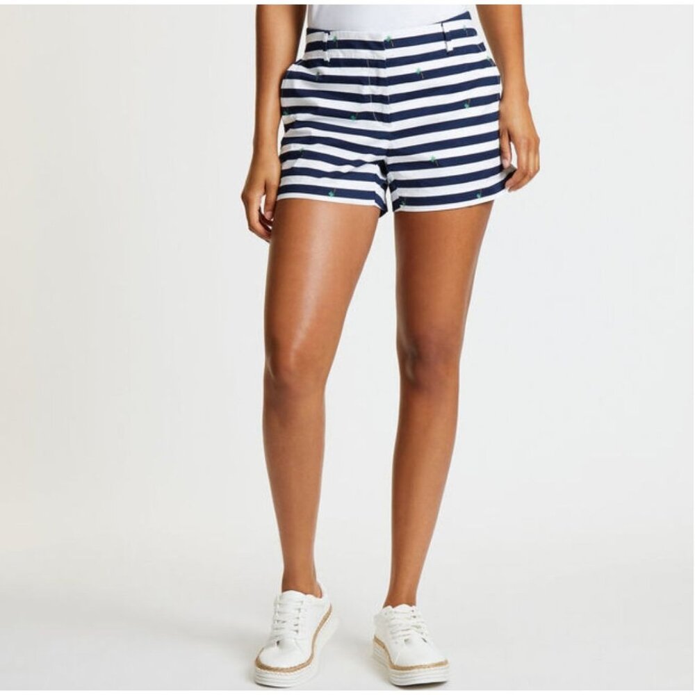 Nautica Women's Stripe & Palm Tree Shorts in Blue / White - Size 8